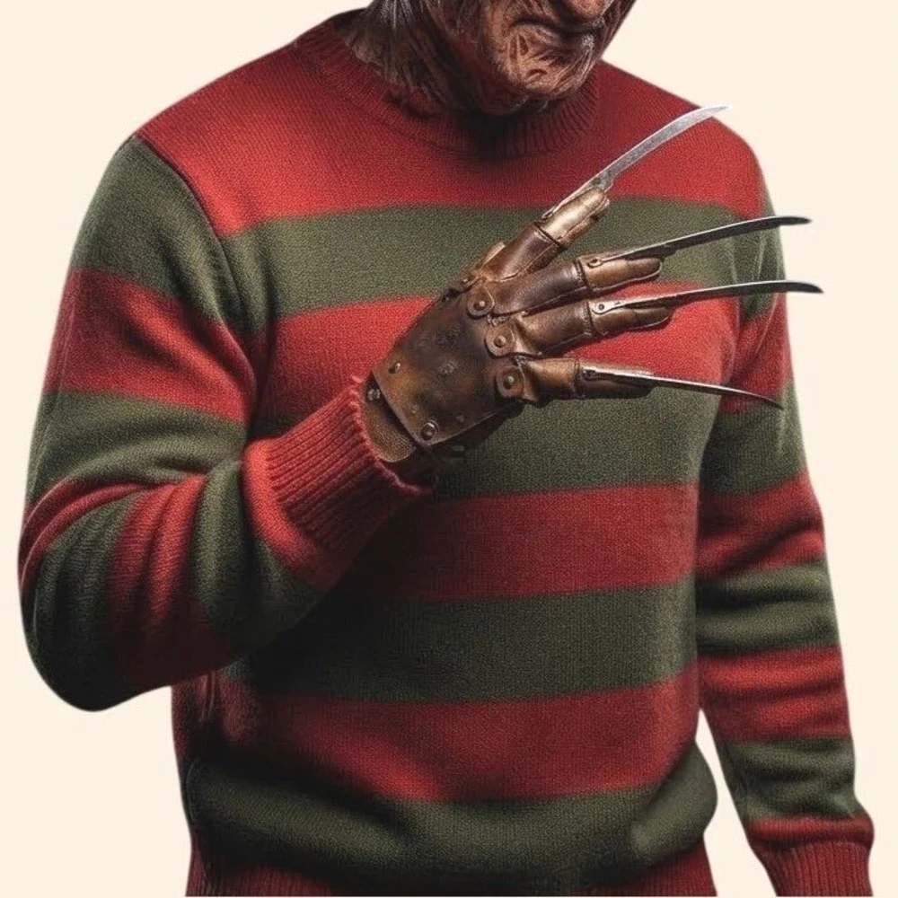 Freddy Krueger Nightmare on Elm Street Striped Costume Sweater Red Green Mens M